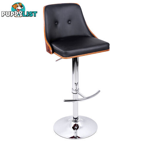 PU Leather Wooden Kitchen Bar Stool Black