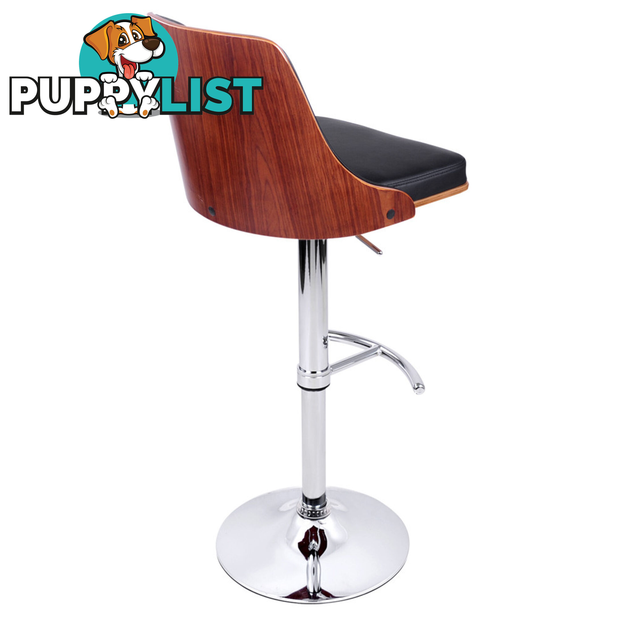 PU Leather Wooden Kitchen Bar Stool Black