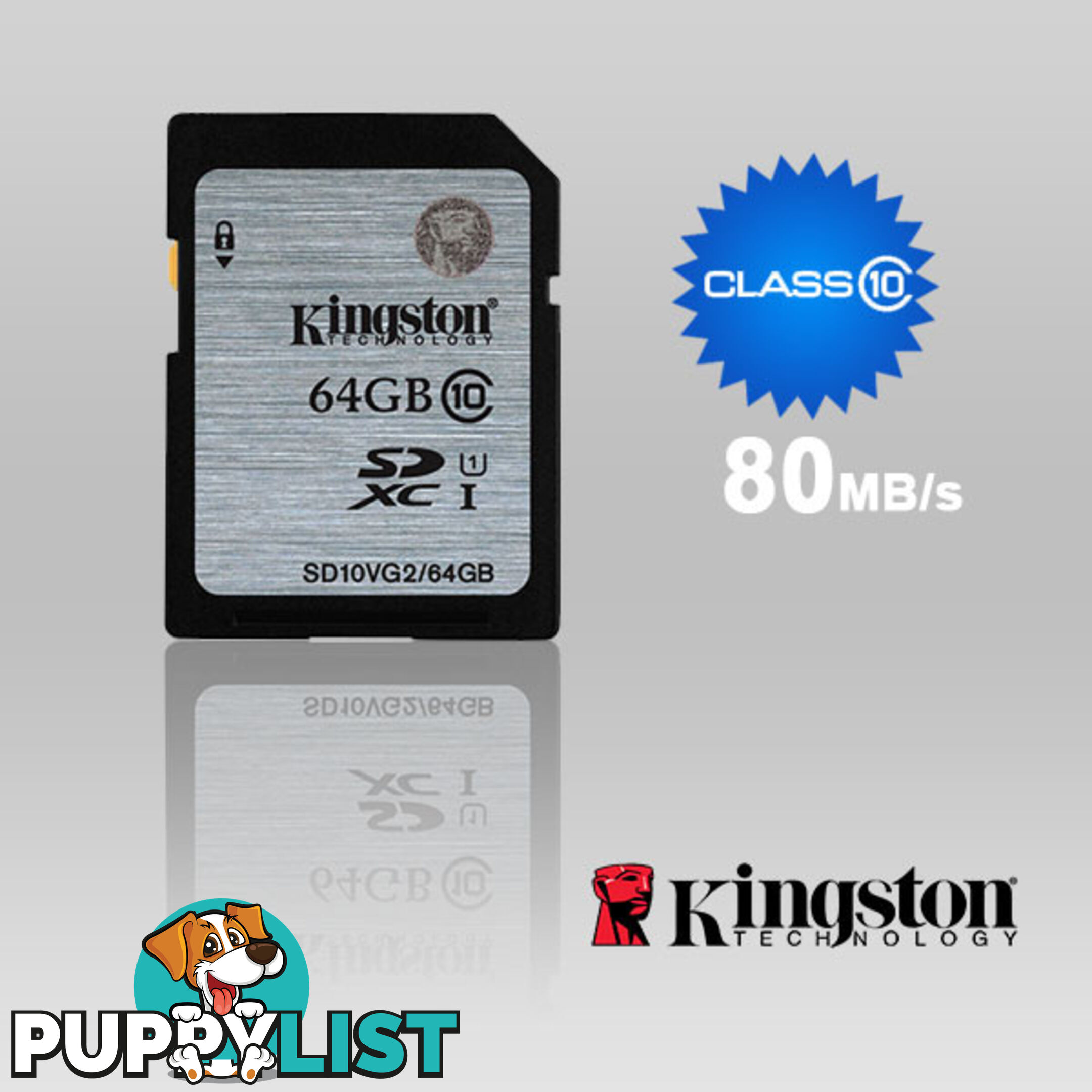 KINGSTON 64GB SDXC Class10 UHS-I 80MB/s Read Flash Card  Retail   (SD10VG2/64GBFR)