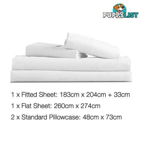 4 Piece Microfibre Sheet Set King  White