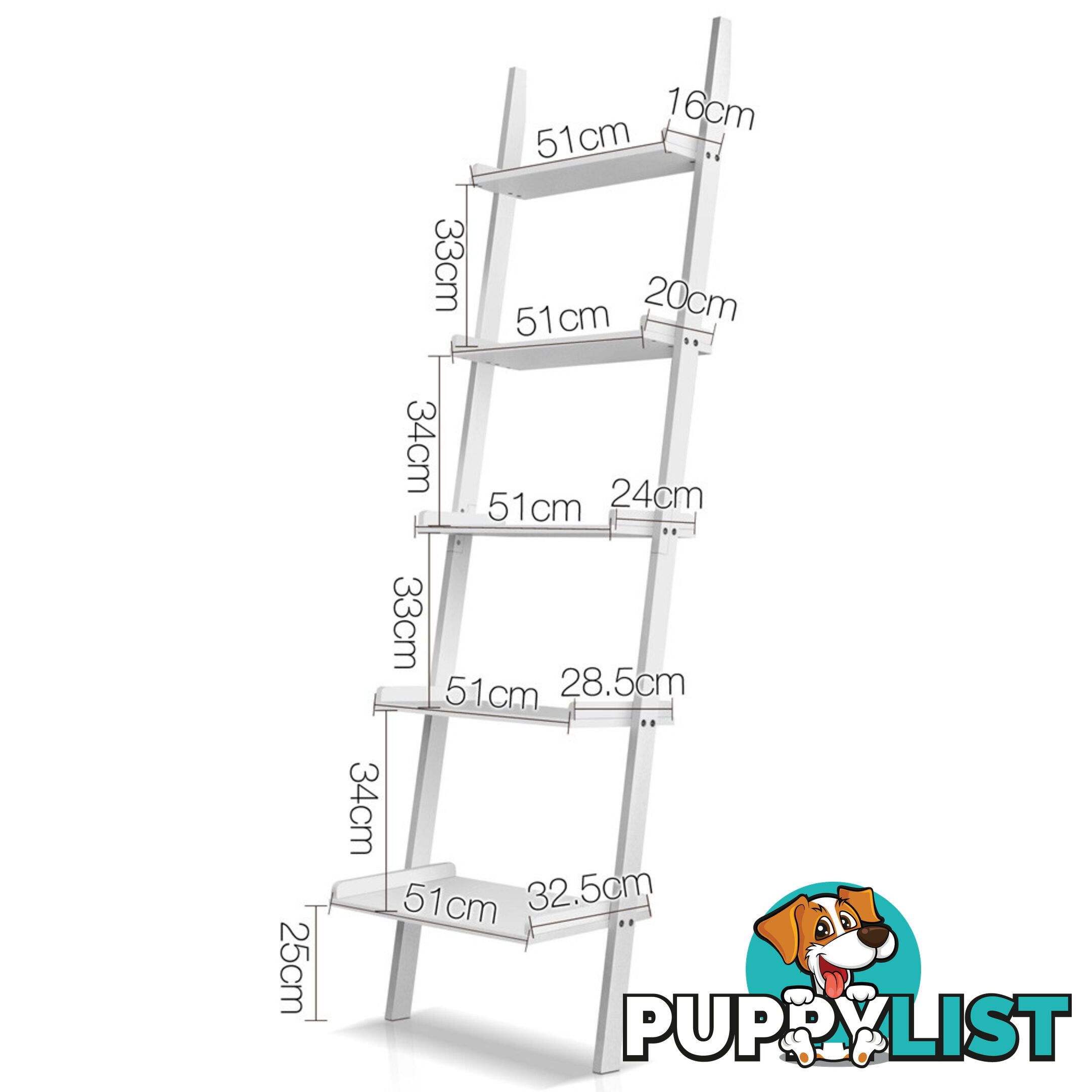 5 Tier Wall Ladder Shelf