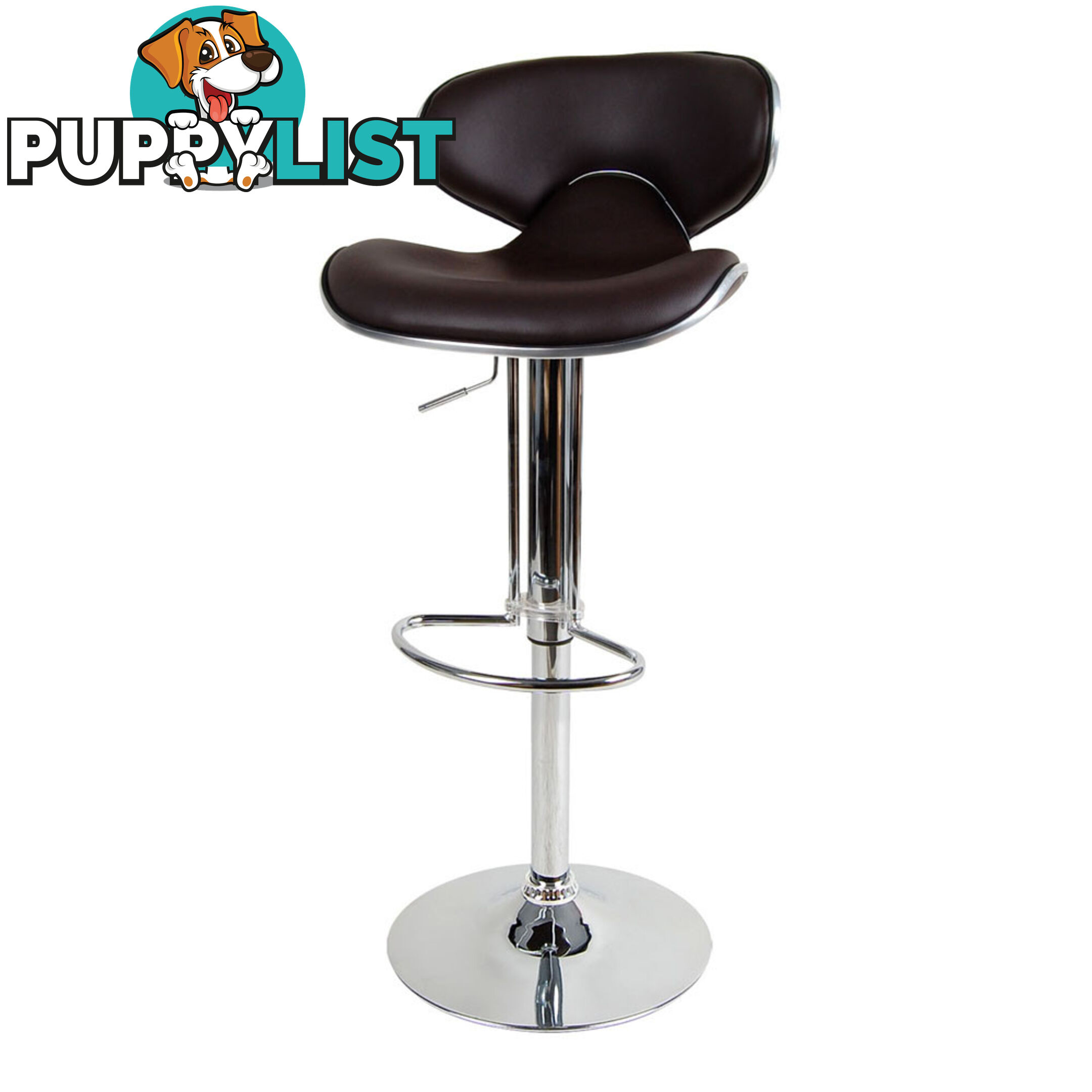 Set of 2 PU Leather Kitchen Bar Stool Chocolate