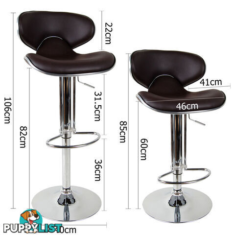 Set of 2 PU Leather Kitchen Bar Stool Chocolate