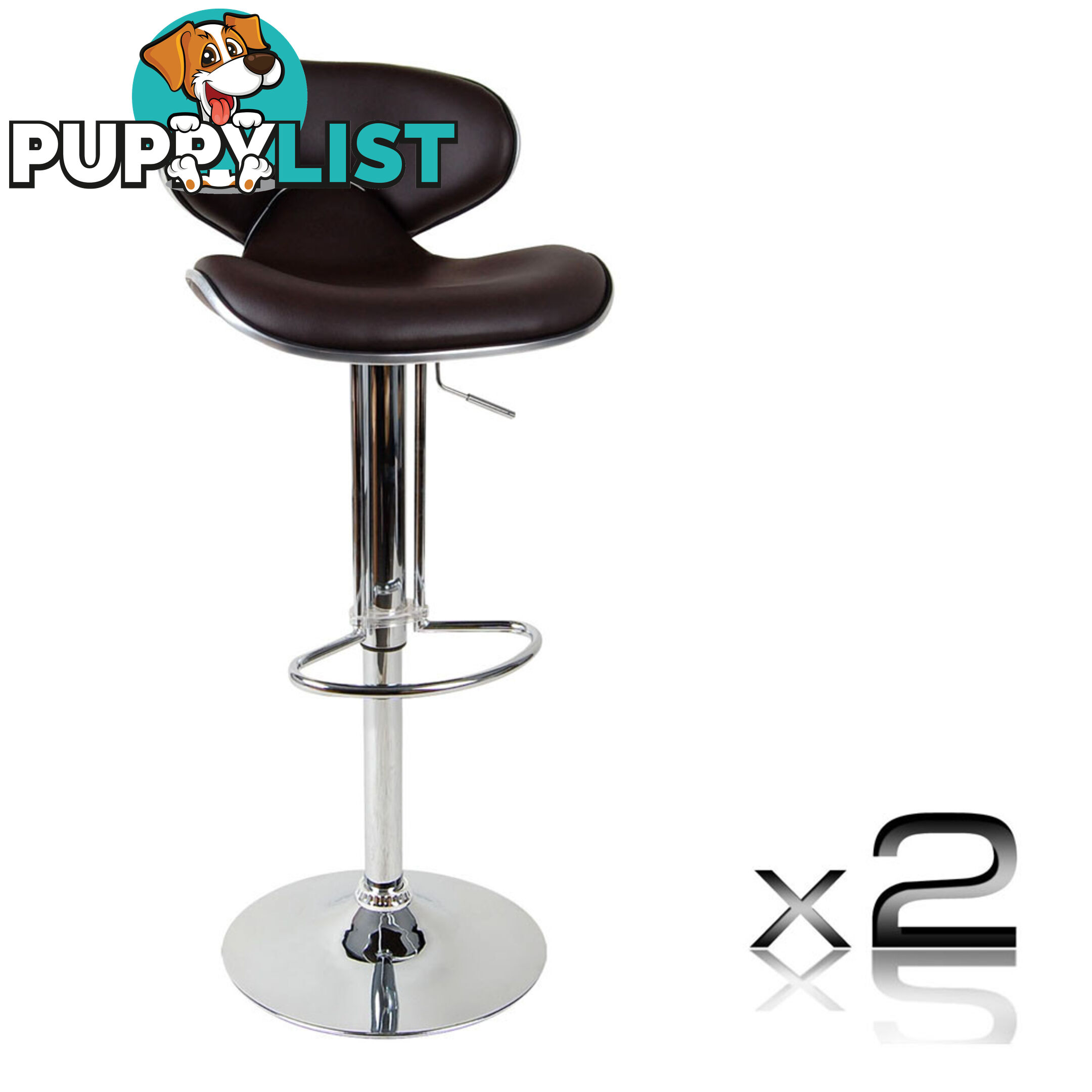 Set of 2 PU Leather Kitchen Bar Stool Chocolate