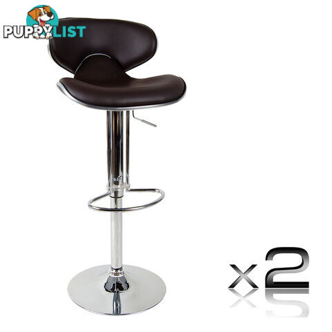 Set of 2 PU Leather Kitchen Bar Stool Chocolate