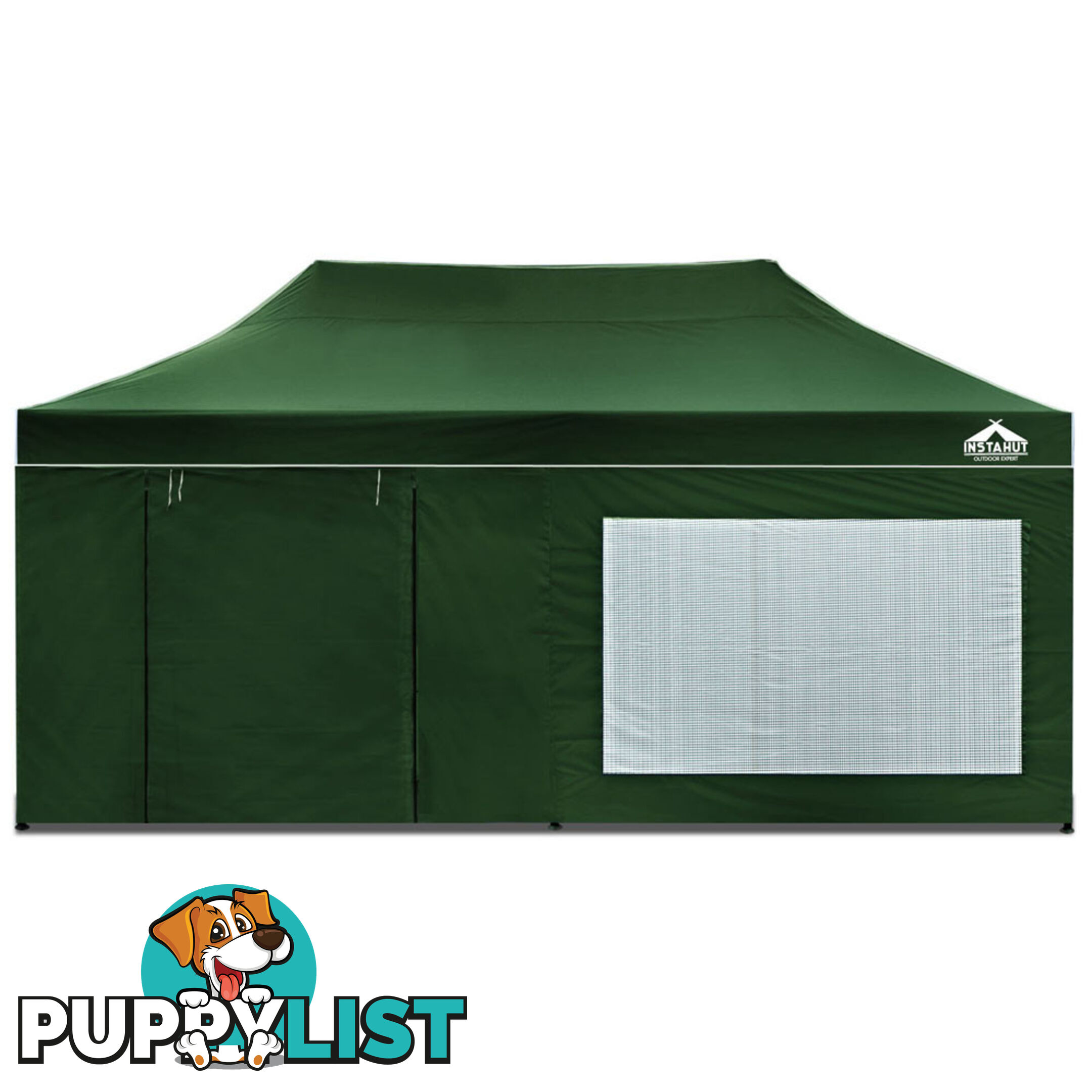 3x6 Pop Up Gazebo Hut with Sandbags Green