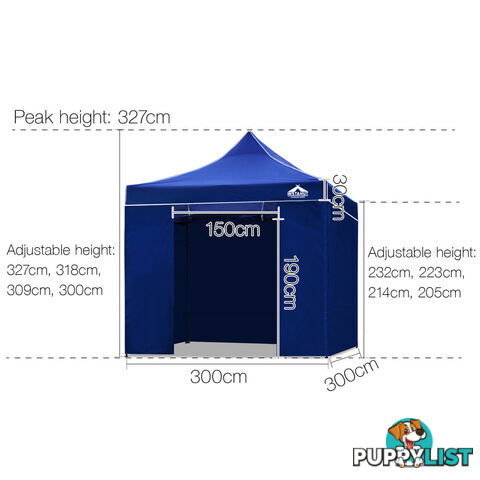 3x3 Pop Up Gazebo Hut with Sandbags Blue