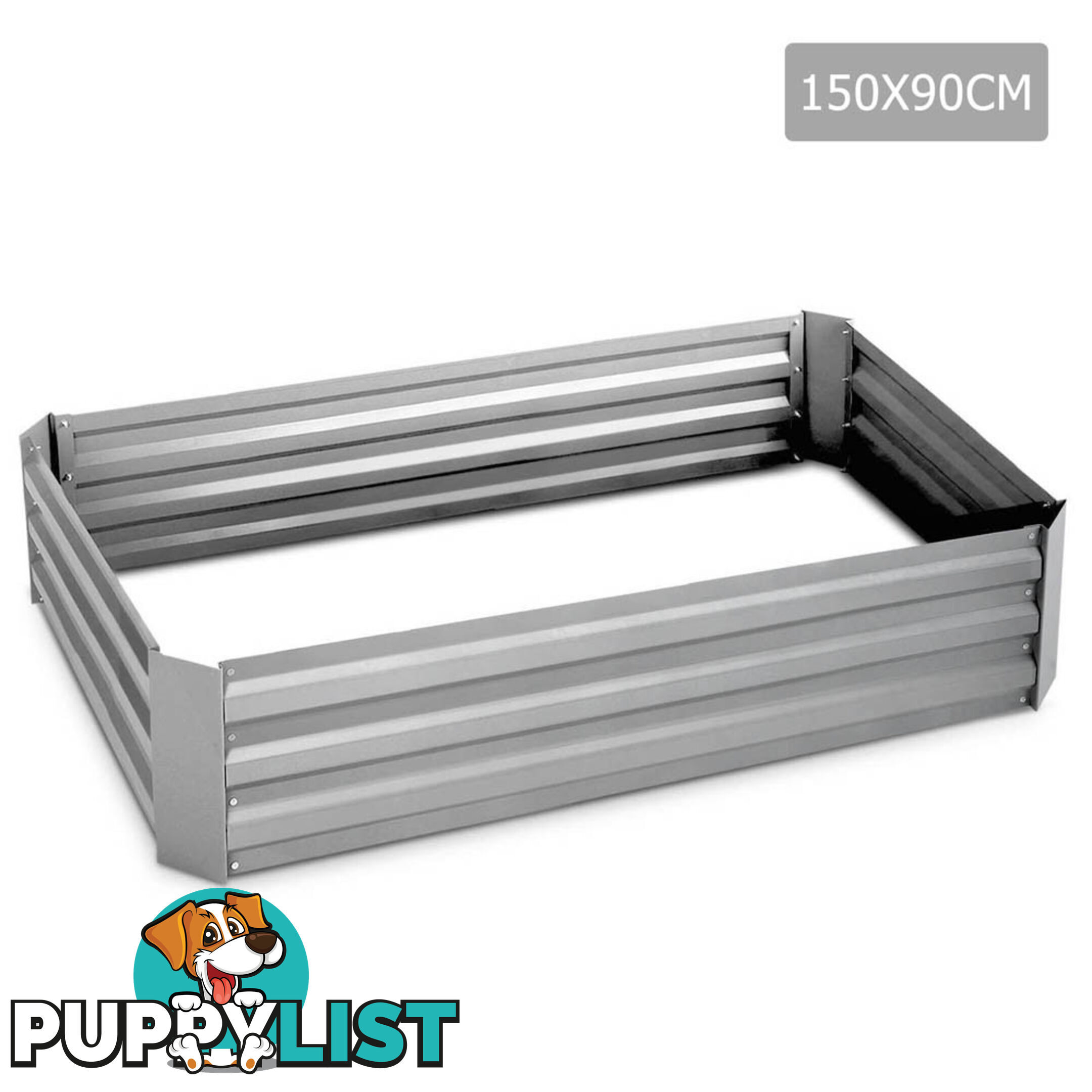 Galvanised Raised Garden Bed - 150 x 90 x 30cm - Aluminium White