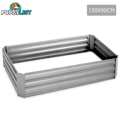 Galvanised Raised Garden Bed - 150 x 90 x 30cm - Aluminium White