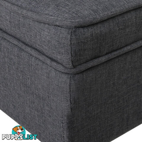 Linen Fabric Storage Ottoman  Grey