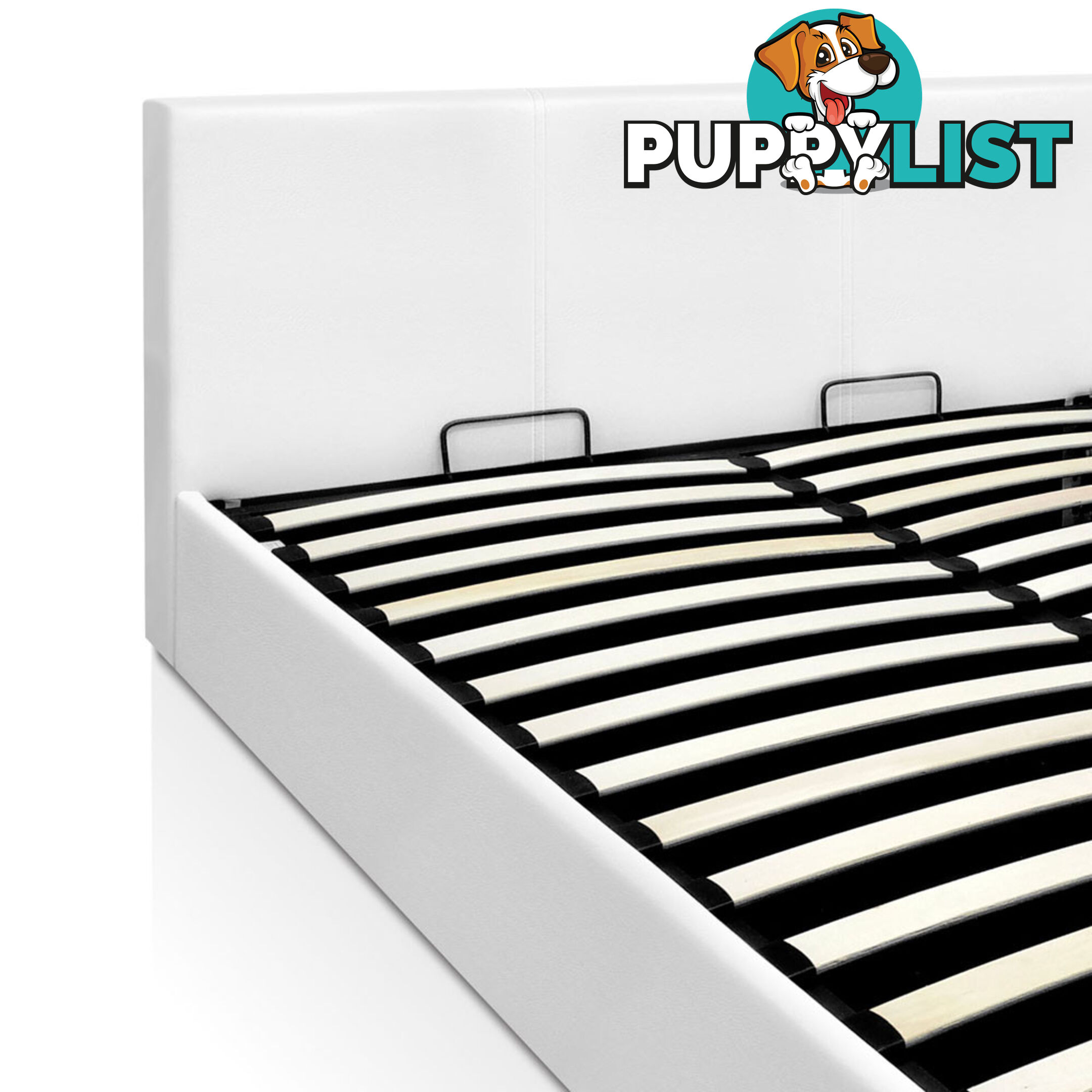 Deluxe Gas Lift PU Leather Storage Bed Frame Queen White