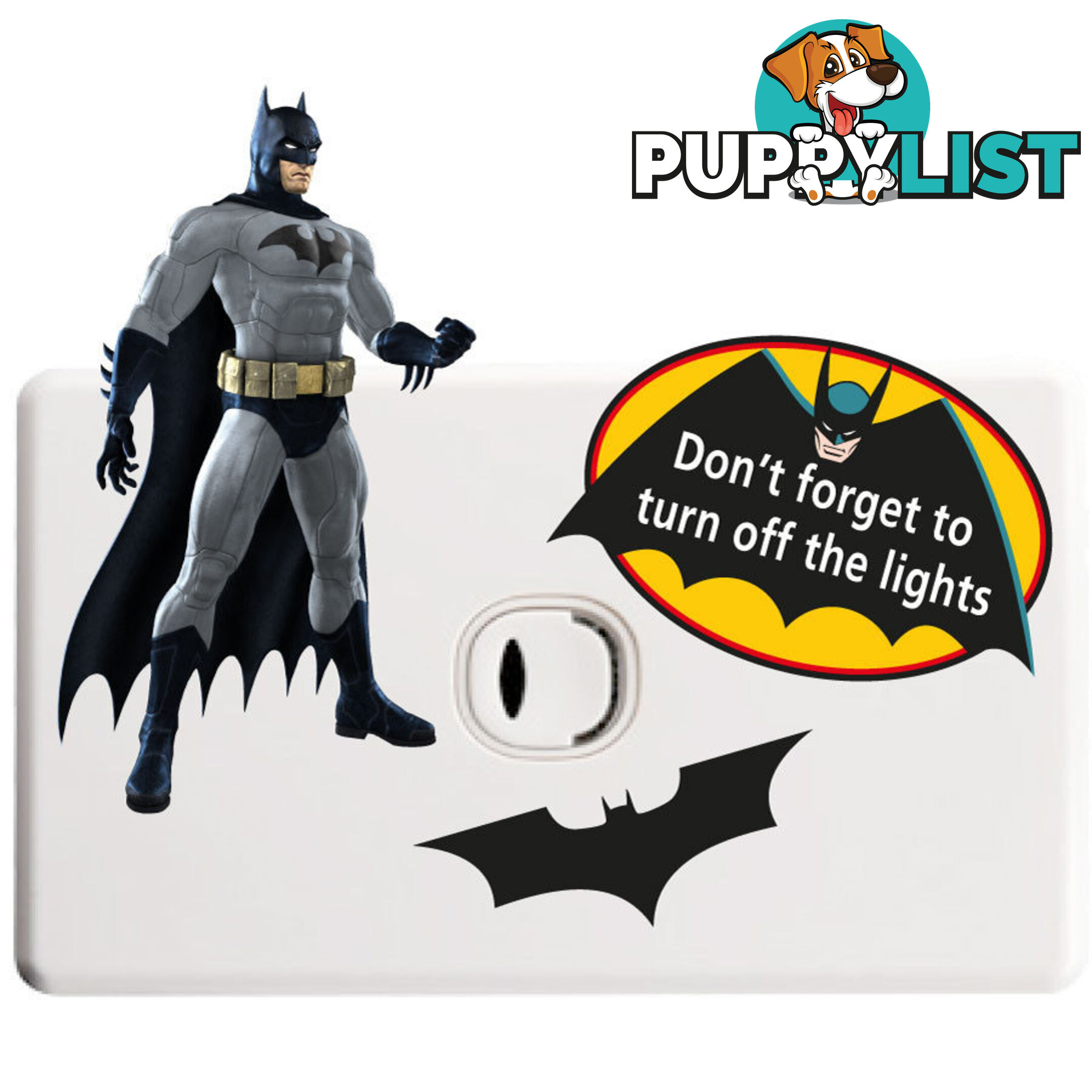 Batman Light Switch Sticker - Totally Movable and Reusable