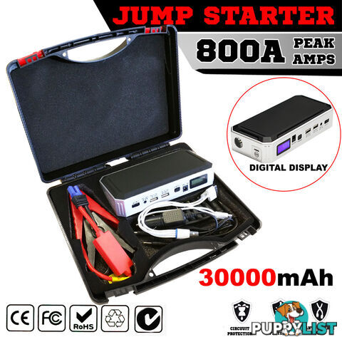 Portable Emergency Jump Starter 30000mAh Backup Power Bank Car Charger 12V 800A