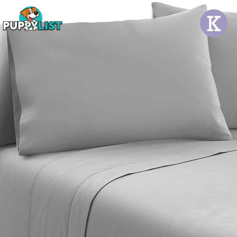 4 Piece Microfibre Sheet Set King   Grey