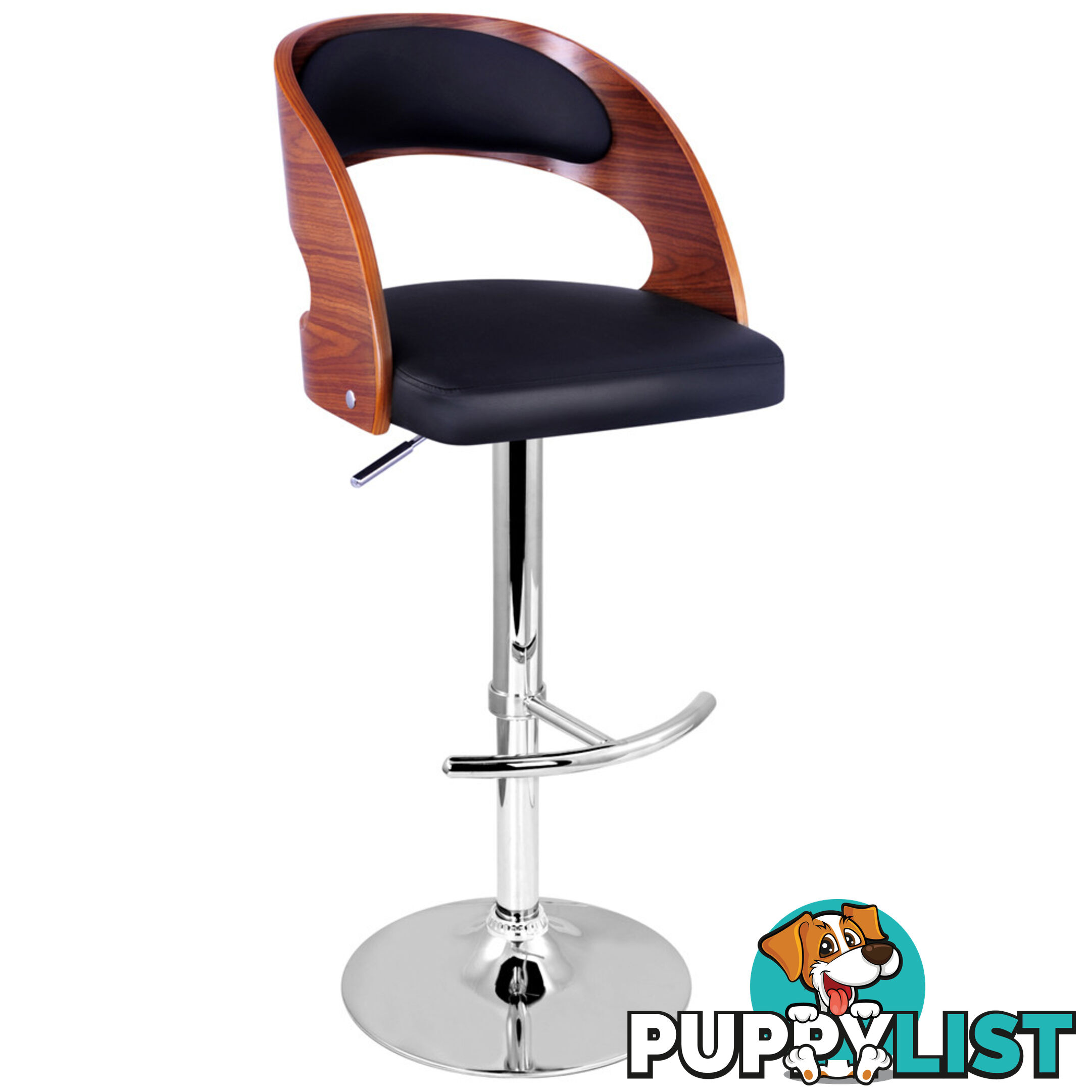 PU Leather Wooden Kitchen Bar Stool Padded Seat White