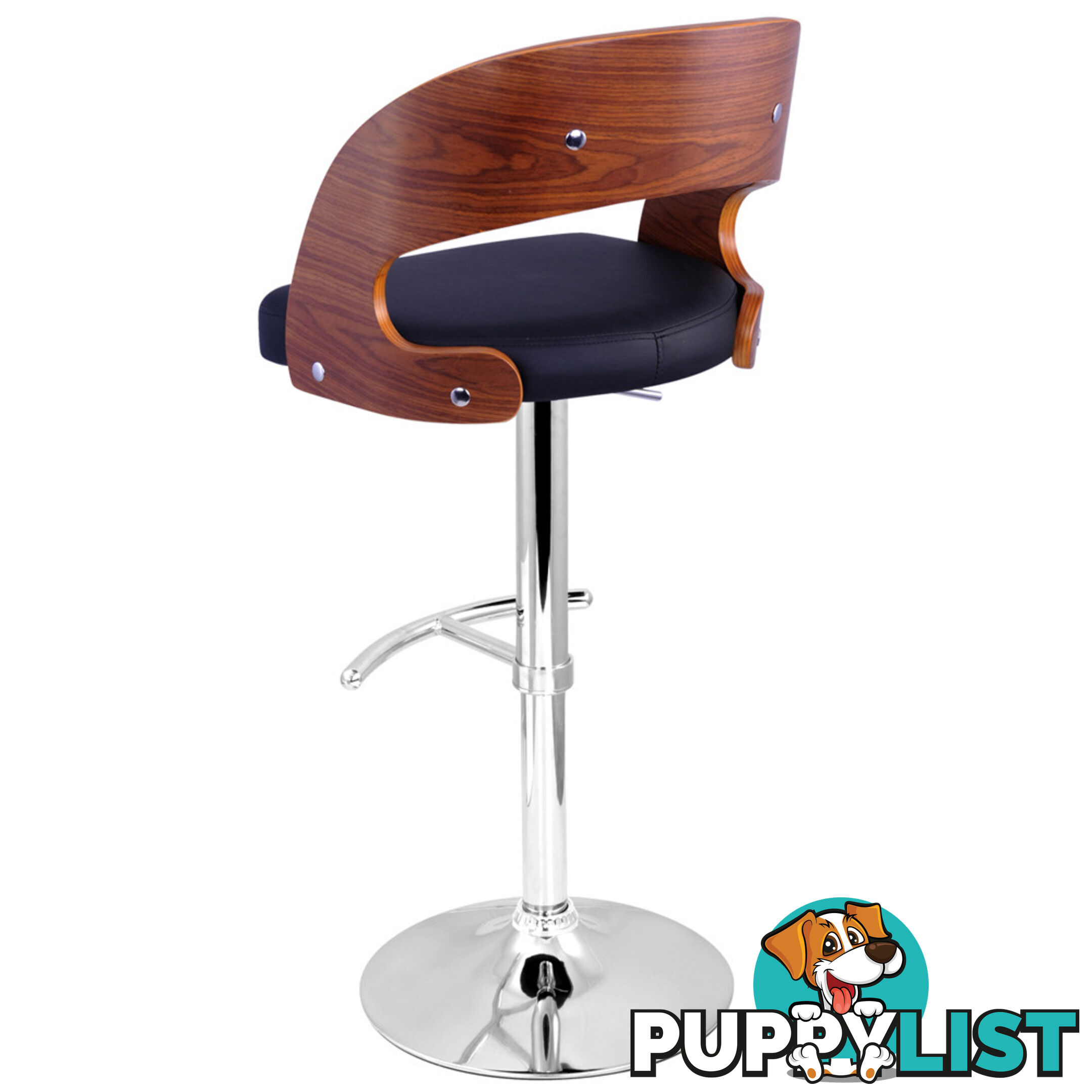 PU Leather Wooden Kitchen Bar Stool Padded Seat White