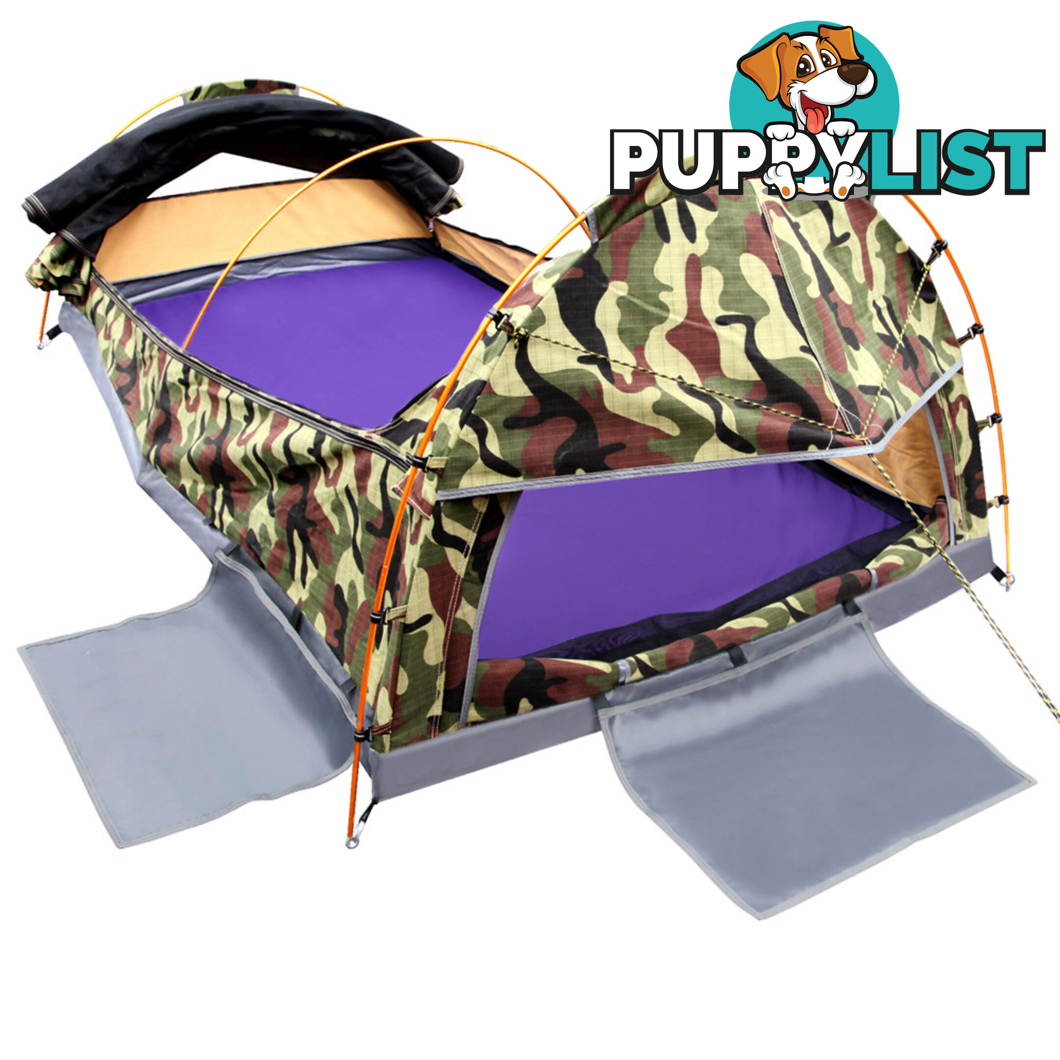 Double Camping Canvas Swag Tent Green Camouflage w/ Bag