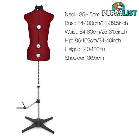 Adjustable Dressmaking Mannequin SZ8-14 - Wine