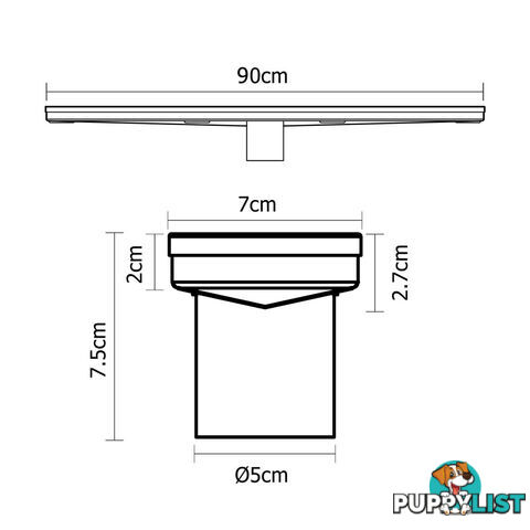 Heelguard Stainless Steel Shower Grate Drain Floor Bathroom 900mm