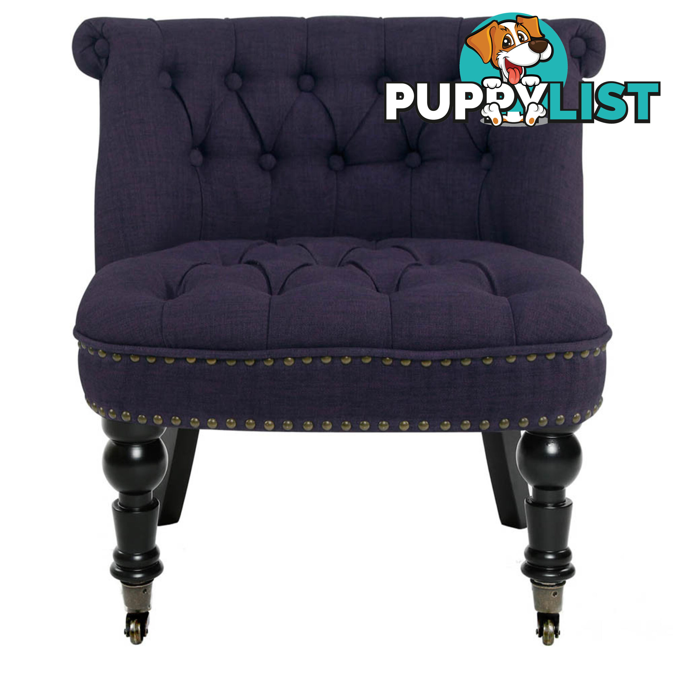 Lorraine Chair French Provincial Linen Fabric Sofa Dark Purple