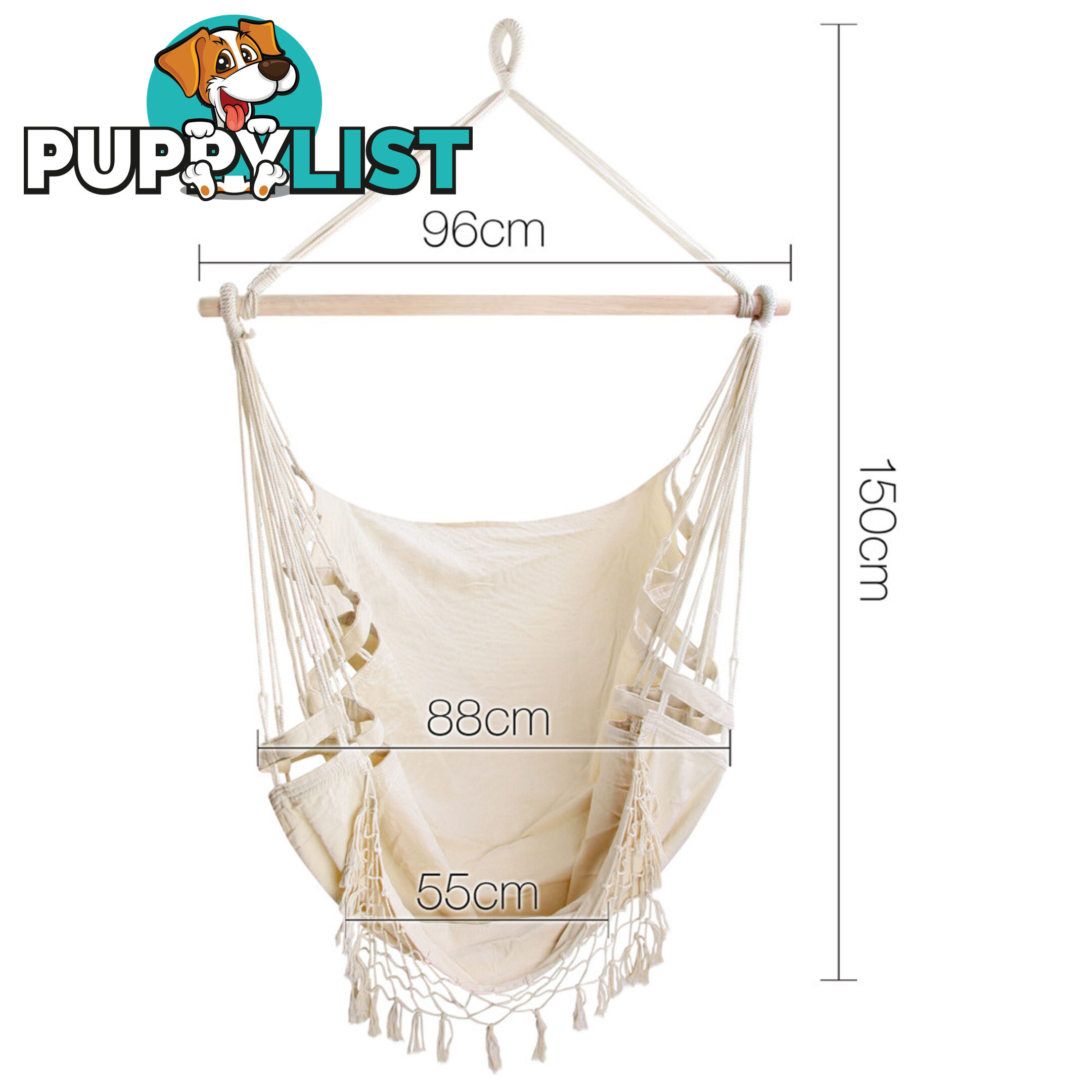 Creamy White Hanging Hammock Chair