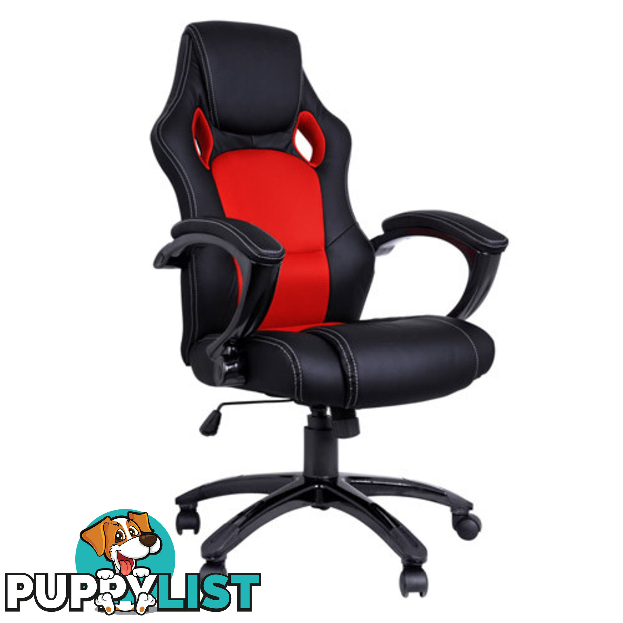 Executive PU Leather Office Computer Chair Black Red