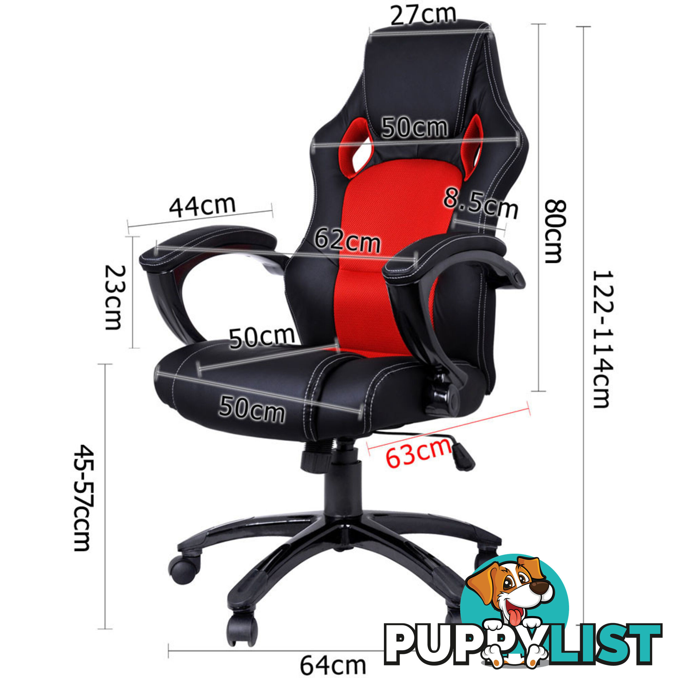 Executive PU Leather Office Computer Chair Black Red