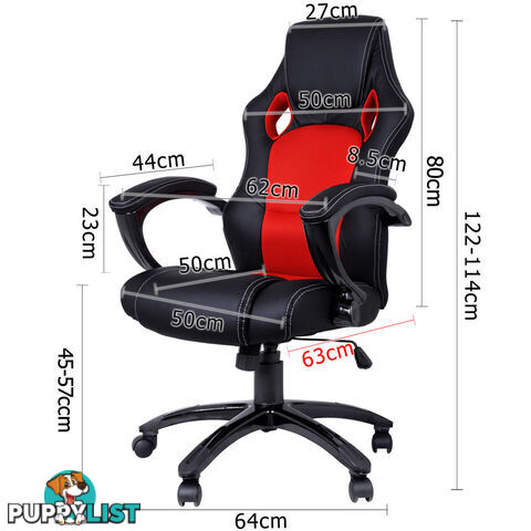 Executive PU Leather Office Computer Chair Black Red