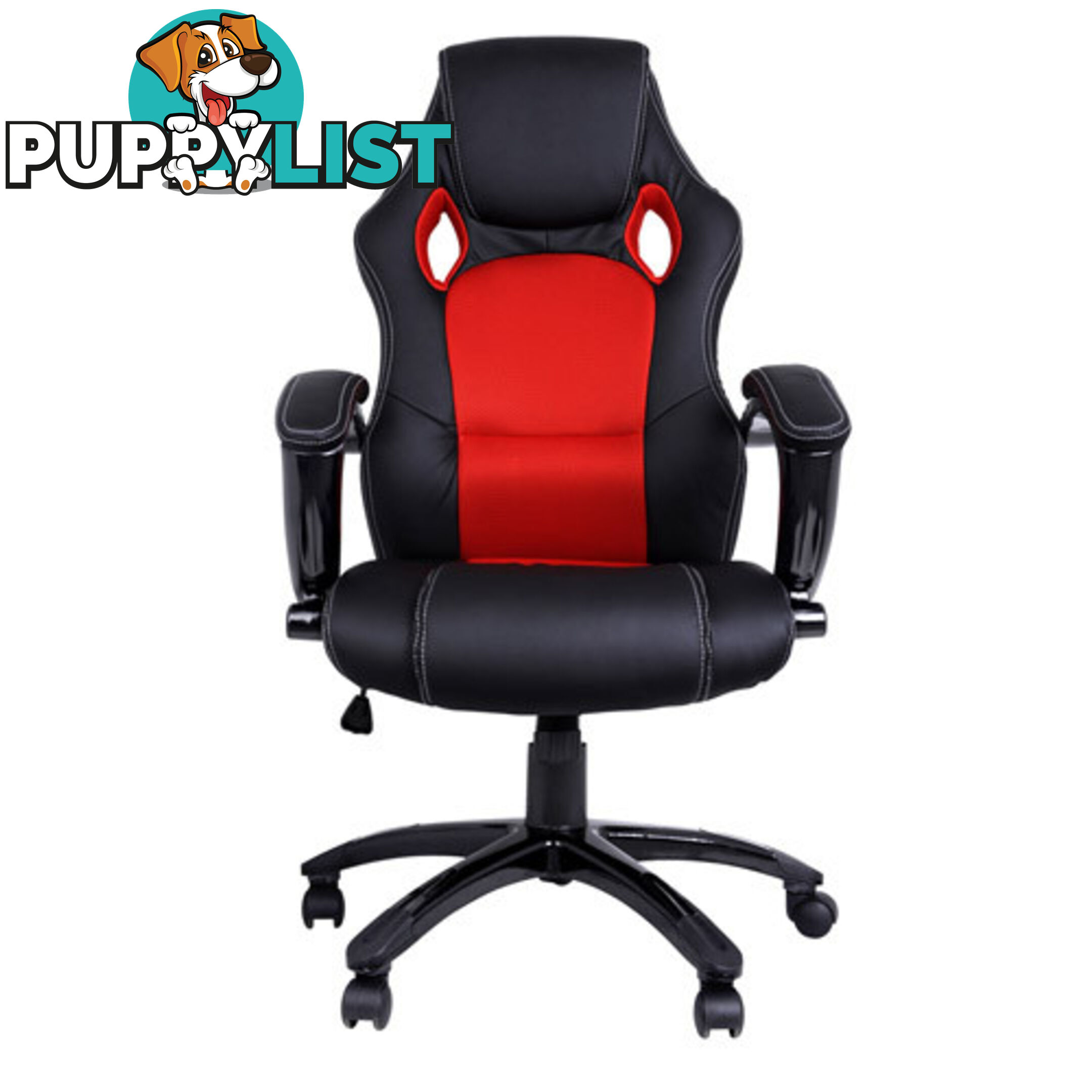 Executive PU Leather Office Computer Chair Black Red