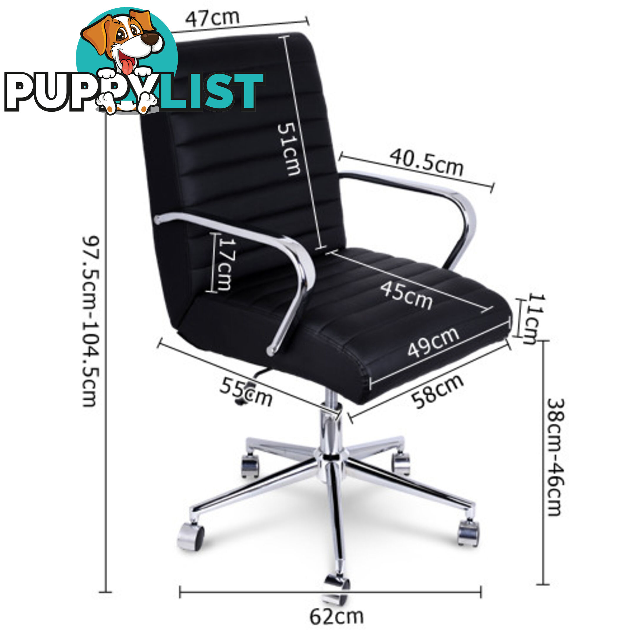 Executive PU Leather Office Computer Chair Black