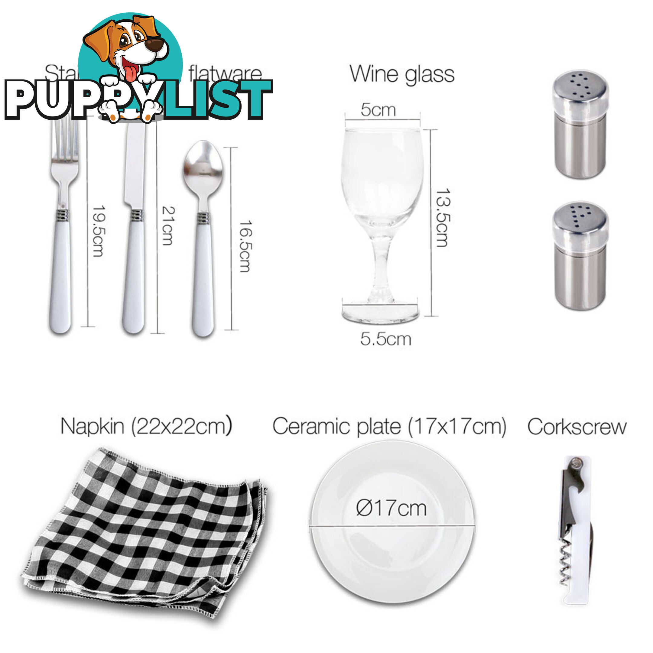4 Person Picnic Basket Set with Blanket Black