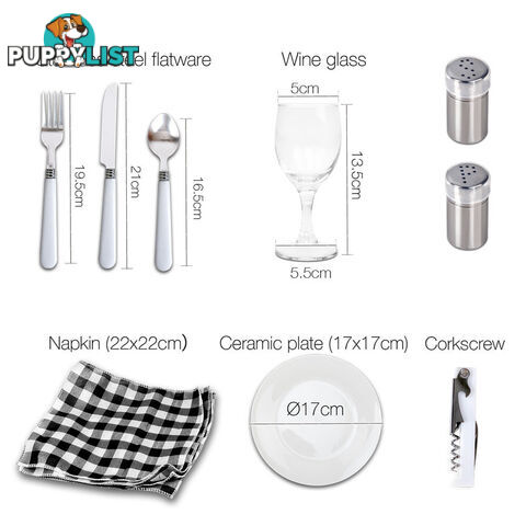 4 Person Picnic Basket Set with Blanket Black