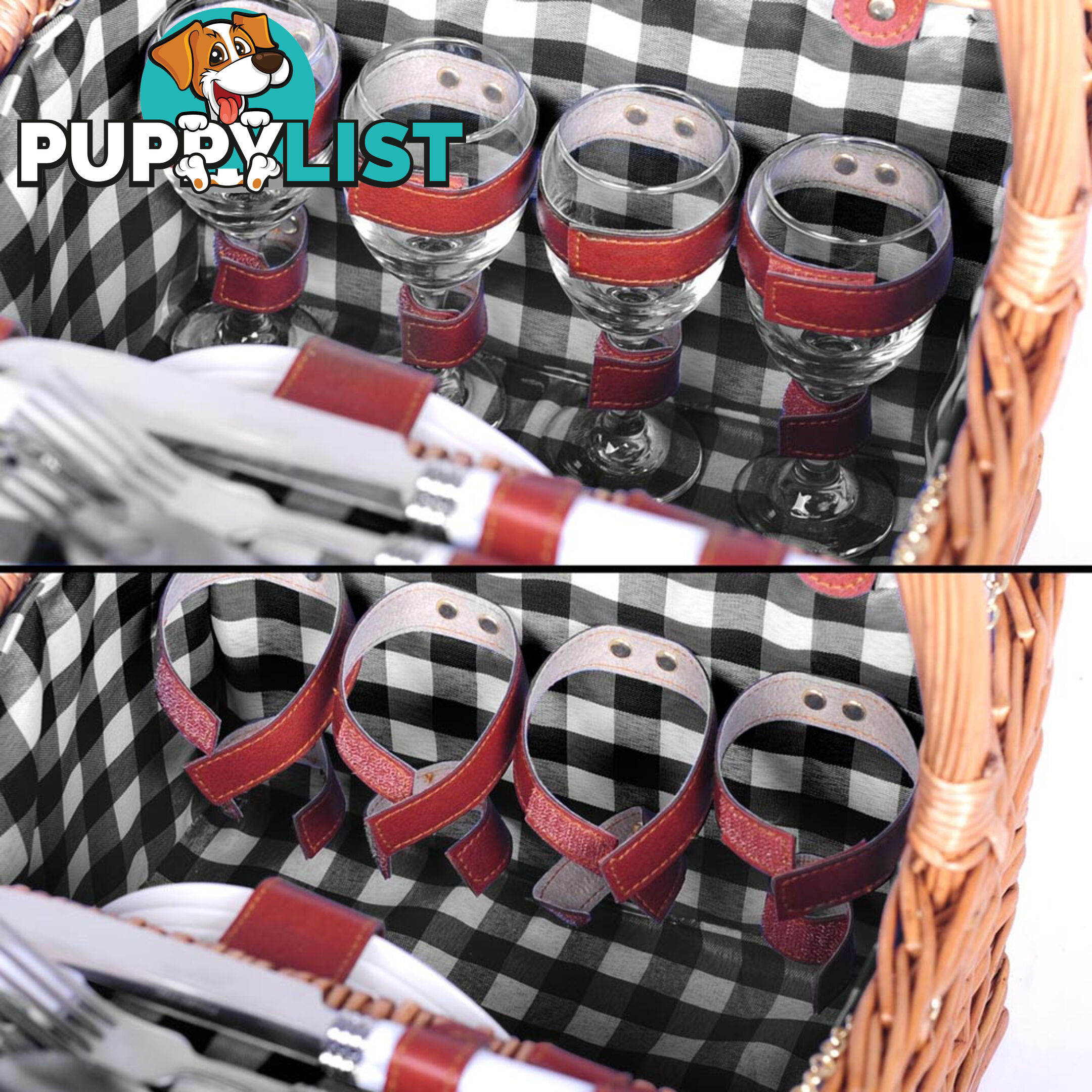 4 Person Picnic Basket Set with Blanket Black