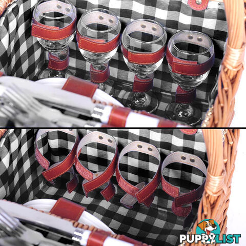 4 Person Picnic Basket Set with Blanket Black