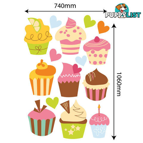 Extra Large Size Cute Cupcakes Wall Stickers - Totally Movable and Reusable