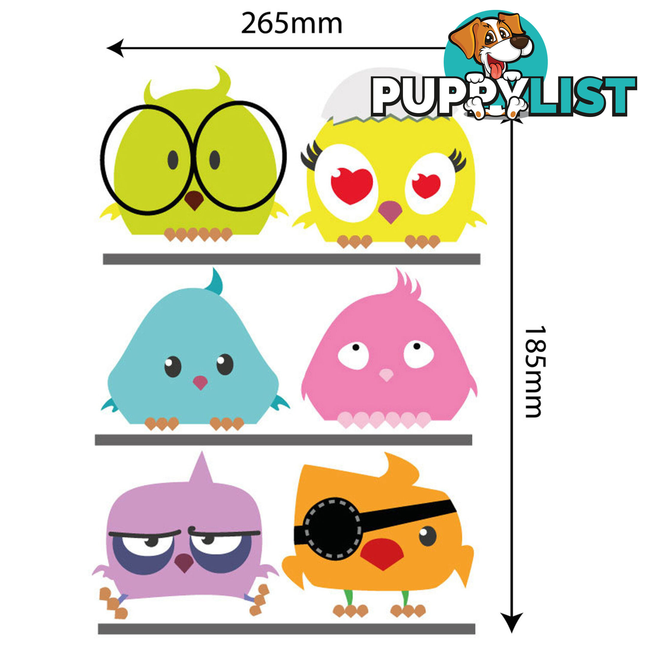 Medium Size Birds on a Wire Stickers - Totally Movable and Reusable