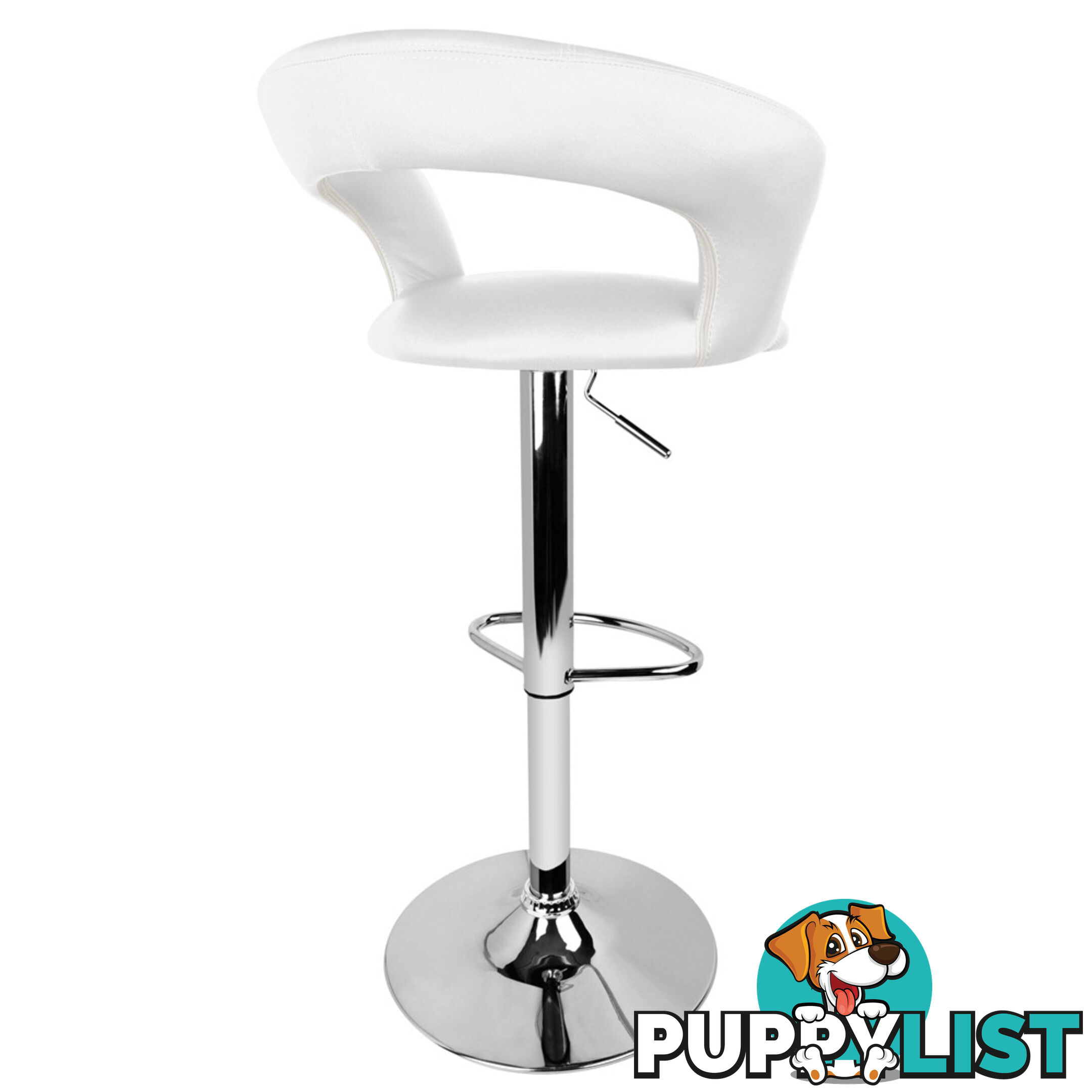 Set of 2 PU Leather Kitchen Bar Stool White