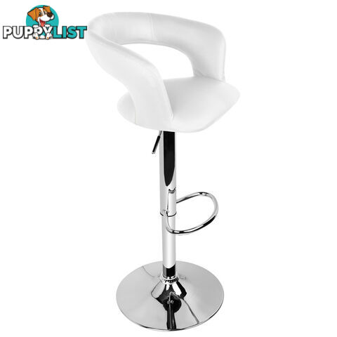 Set of 2 PU Leather Kitchen Bar Stool White