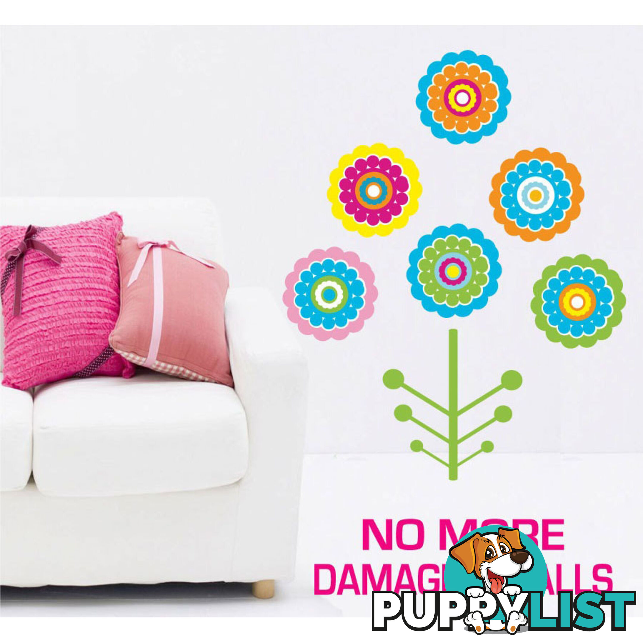 Large Size Colourful Flower Tree Wall Stickers - Totally Movable