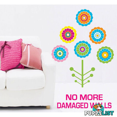 Large Size Colourful Flower Tree Wall Stickers - Totally Movable