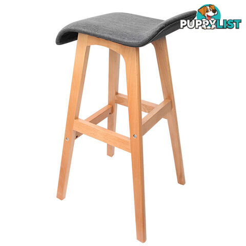 2 x Beech Wood Fabric Bar Stools - Black