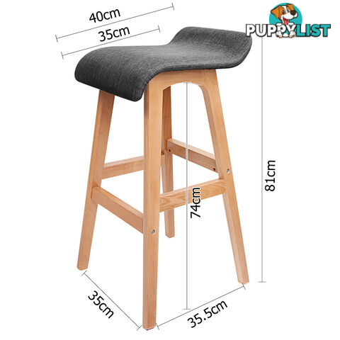 2 x Beech Wood Fabric Bar Stools - Black