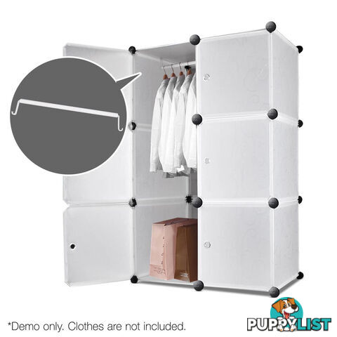 12 Cube Storage Cabinet with Hanging Bar - White