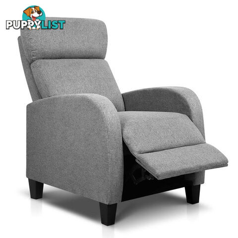 Linen Fabric Armchair Recliner - Grey