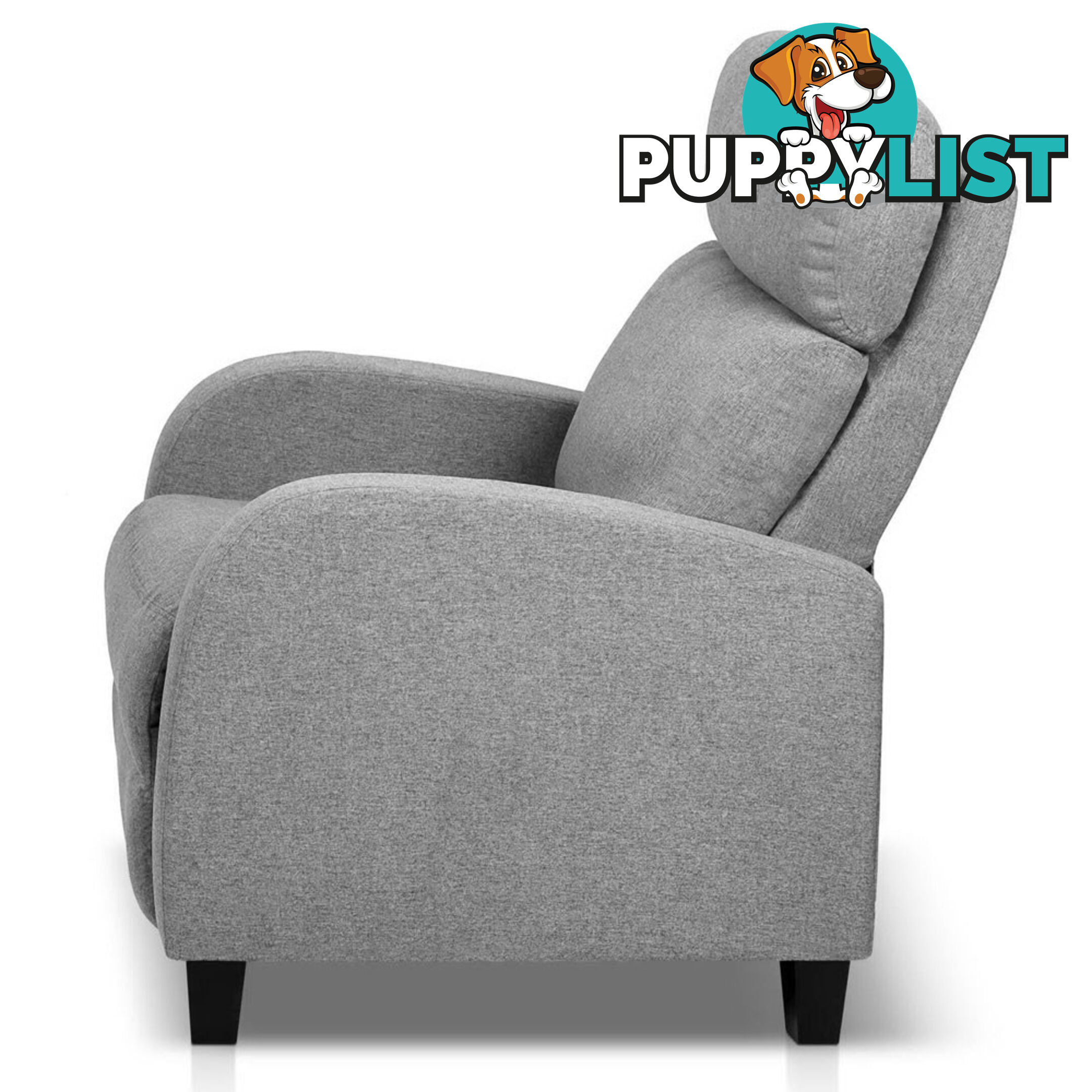 Linen Fabric Armchair Recliner - Grey