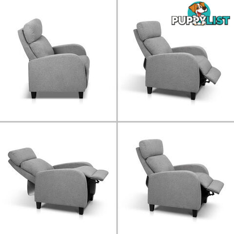 Linen Fabric Armchair Recliner - Grey