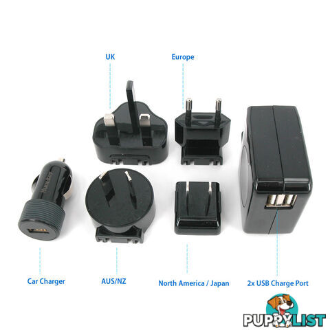 Huntkey TravelMate D204 Multi Plugs USB Wall Charger Adapter 4.2 A US UK EU AU Plugs with Car Charger