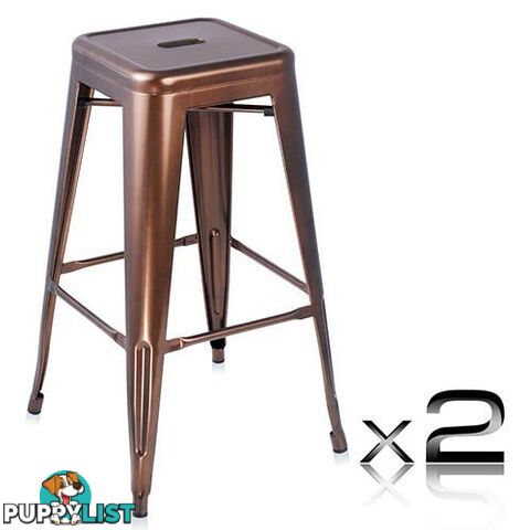 Set of 2 Steel Kitchen Bar Stool 76cm Bronze