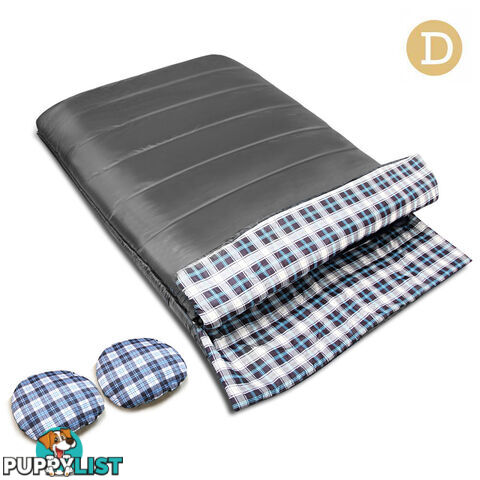 Camping Envelope Sleeping Bag Double Grey