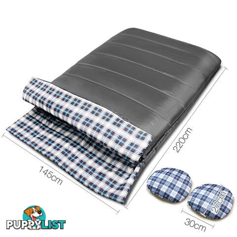 Camping Envelope Sleeping Bag Double Grey